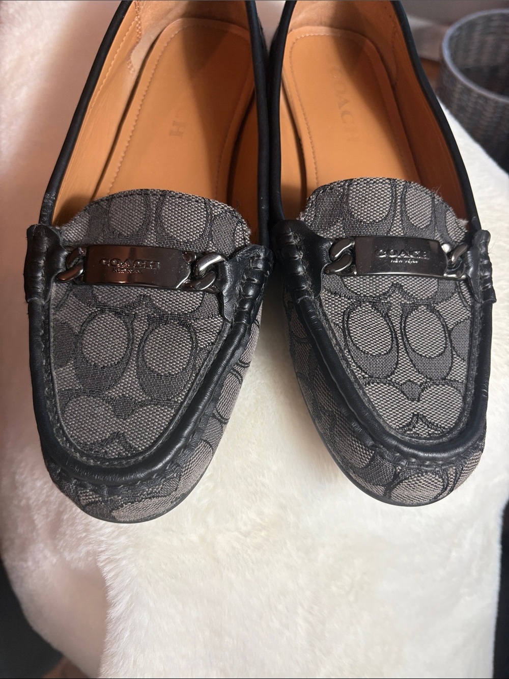 Coach Olive Monogram Loafers - Black/Grey Canvas - Size 9B - Picture 10 of 13